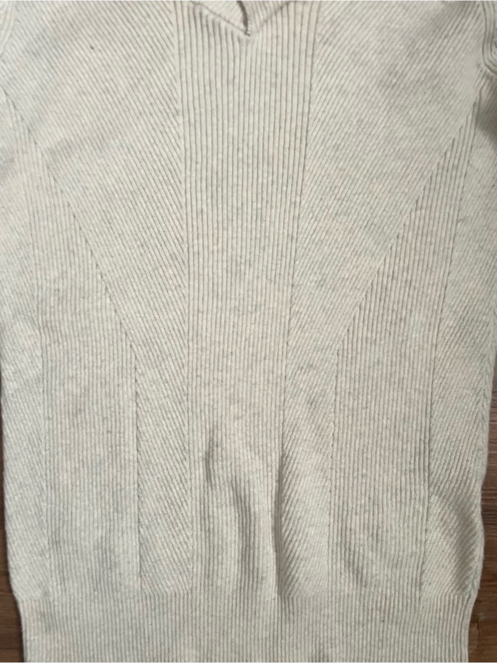 INC International Concepts Cream Ribbed Knit V-Neck Sweater Size M 100% Cotton - Picture 7 of 9